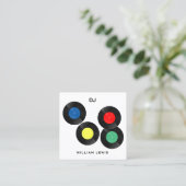 パーティーDJレトロビニールレコード2QRコード スクエア名刺 (スタンド正面)
