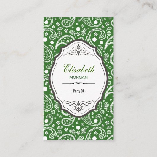 パーティーDJ -レトロペイズリーパターン 名刺 (正面)