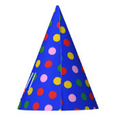 パーティーHat_blue (カラフルドット付き)編集可能文字 パーティーハット (裏面)