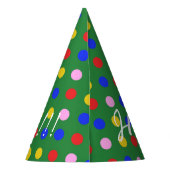 パーティーHat_greenカラフルドット、編集可能文字 パーティーハット (裏面)