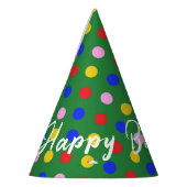 パーティーHat_greenカラフルドット、編集可能文字 パーティーハット (左)