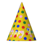 パーティーHat_yellow (カラフルドット付き)編集可能文字 パーティーハット (左)