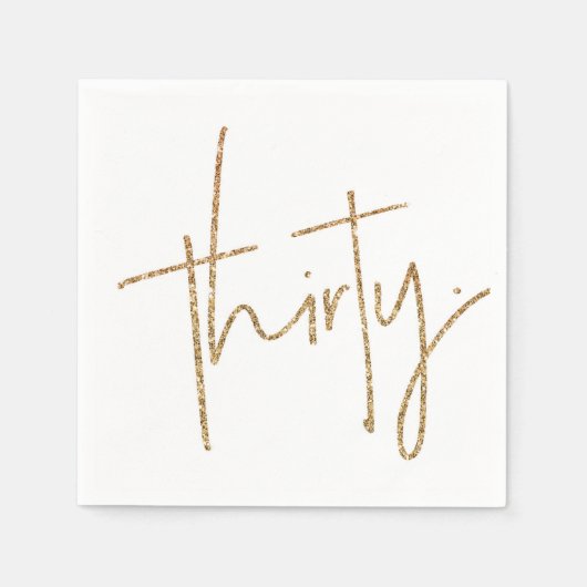 パーティーTABLE 30スクリプモダント30金ゴールドグリッター スタンダードカクテルナプキン (正面)