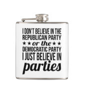 パーティ信じーでの |政治おもしろい的な白黒 フラスク (正面)