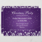 パーティ招待状 エレガントな冬の輝き 紫 招待状 (正面/裏面)