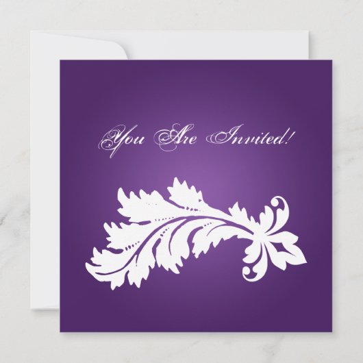 パーティ招待 ヴィンテージ オーナメント 紫 招待状 (裏面)