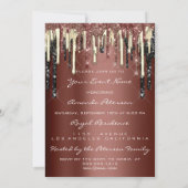 パーティ16歳 ブラウン ブラウン グリッター ドリップス 招待状 (裏面)