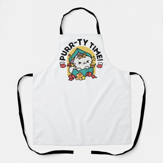 パーティ・タイム!-フェスティバルキャットクリスマスデザイン エプロン (正面)
