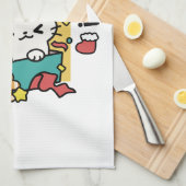 パーティ・タイム!-フェスティバルキャットクリスマスデザイン キッチンタオル (四つ折り)