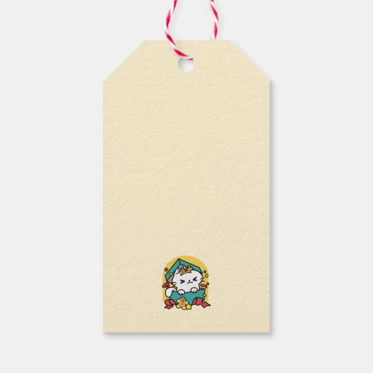パーティ・タイム！-フェスティバルキャットクリスマスデザイン ギフトタグ (裏面)