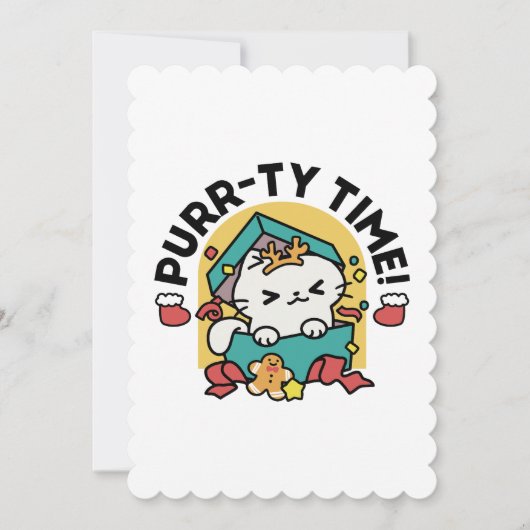 パーティ・タイム!-フェスティバルキャットクリスマスデザイン サンキューカード (正面)