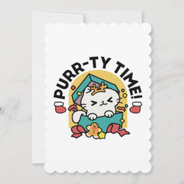 パーティ・タイム！-フェスティバルキャットクリスマスデザイン サンキューカード