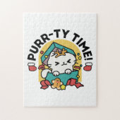 パーティ・タイム！-フェスティバルキャットクリスマスデザイン ジグソーパズル (縦)
