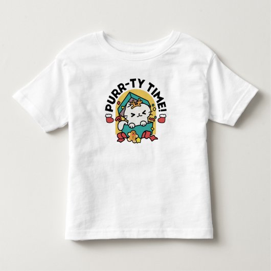 パーティ・タイム!-フェスティバルキャットクリスマスデザイン トドラーTシャツ (正面)