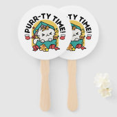 パーティ・タイム！-フェスティバルキャットクリスマスデザイン ハンドファン (正面&裏面)