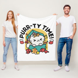 パーティ・タイム！-フェスティバルキャットクリスマスデザイン フリースブランケット