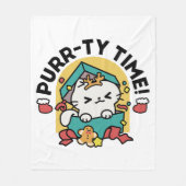 パーティ・タイム！-フェスティバルキャットクリスマスデザイン フリースブランケット (正面)