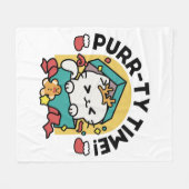 パーティ・タイム！-フェスティバルキャットクリスマスデザイン フリースブランケット (正面(横))