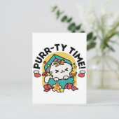 パーティ・タイム！-フェスティバルキャットクリスマスデザイン ポストカード (スタンド正面)