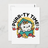 パーティ・タイム！-フェスティバルキャットクリスマスデザイン ポストカード (正面/裏面)