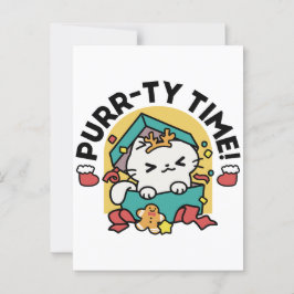パーティ・タイム！-フェスティバルキャットクリスマスデザイン ポストカード