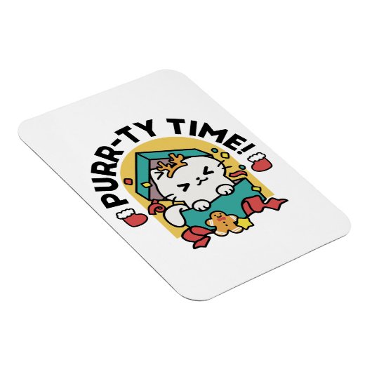 パーティ・タイム!-フェスティバルキャットクリスマスデザイン マグネット (右側)