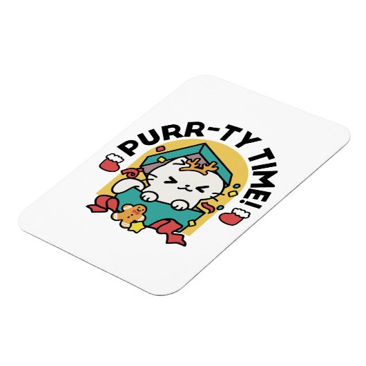 パーティ・タイム!-フェスティバルキャットクリスマスデザイン マグネット (左側)