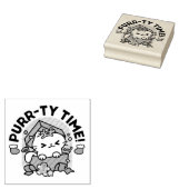 パーティ・タイム！-フェスティバルキャットクリスマスデザイン ラバースタンプ (押印)