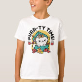 パーティ・タイム！-フェスティバルキャットクリスマスデザイン Tシャツ (正面)