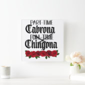 パートタイムのCabrona フルタイムのchingona スクエア壁時計 (ホーム)