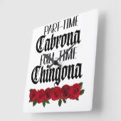 パートタイムのCabrona フルタイムのchingona スクエア壁時計 (傾斜)