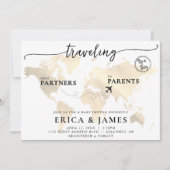 パートナーから保護者への旅行マップ赤ちゃんシャワー 招待状 (正面)