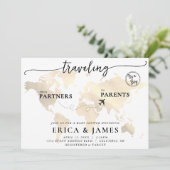 パートナーから保護者への旅行マップ赤ちゃんシャワー 招待状 (スタンド正面)