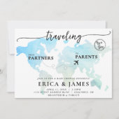 パートナーから保護者への旅行マップ赤ちゃんシャワー 招待状 (正面)