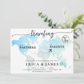 パートナーから保護者への旅行マップ赤ちゃんシャワー 招待状 (スタンド正面)