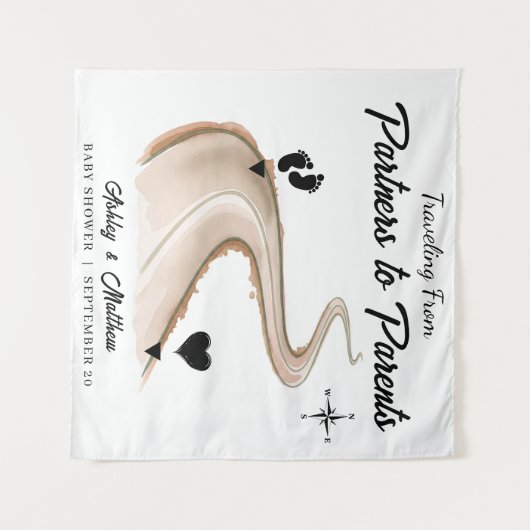 パートナーから保護者への旅行赤ちゃんシャワー タペストリー (正面(横))