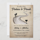 パートナーから保護者への旅行赤ちゃんシャワー 招待状 (正面)