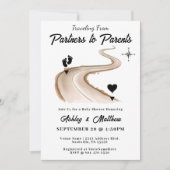 パートナーから保護者への旅行赤ちゃんシャワー 招待状 (正面)