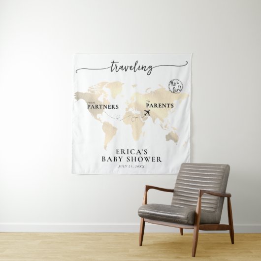 パートナーから保護者への旅行金ゴールドマップ タペストリー (インサイチュ)