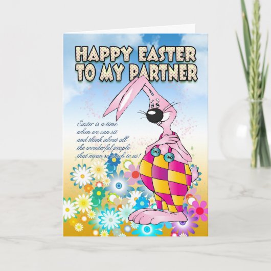 パートナーのイースターカード – イースターバニーの花 シーズンカード (正面)