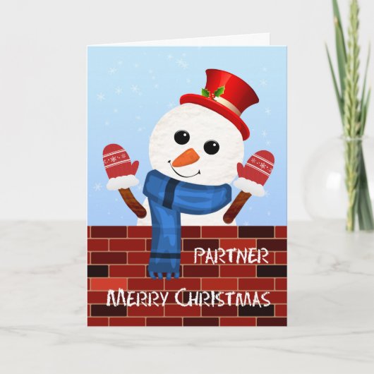 パートナークリスマス雪だるまホリデーカード シーズンカード (正面)
