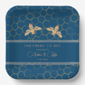 パートナーズ・トゥ・ビー インディゴ＆ハニカム ウェディングシャワー ペーパープレート (正面)