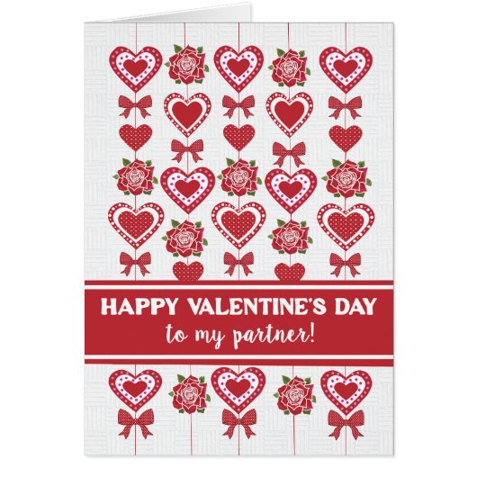 パートナーバレンタインの赤いバラのハートの弓 (正面)