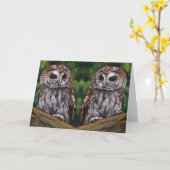 パートナー記念日:フクロウ:あなたと一緒にいると楽しい カード (黄色い花)
