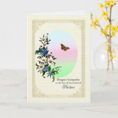 パートナー、花、蝶の喪失に関する悔やみや弔慰 カード (黄色い花)