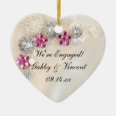パーフェイクルとピンクのダイヤモンドボタン婚約 セラミックオーナメント (正面)