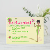 パーフェクかわいらしトピンクウィズグリーン招待状 招待状 (スタンド正面)