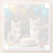 パーフェクトお祝い：猫の誕生会 ガラスコースター (裏面)
