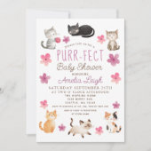 パーフェクトかわいい猫たちフローラガールベイビーシャワー 招待状 (正面)