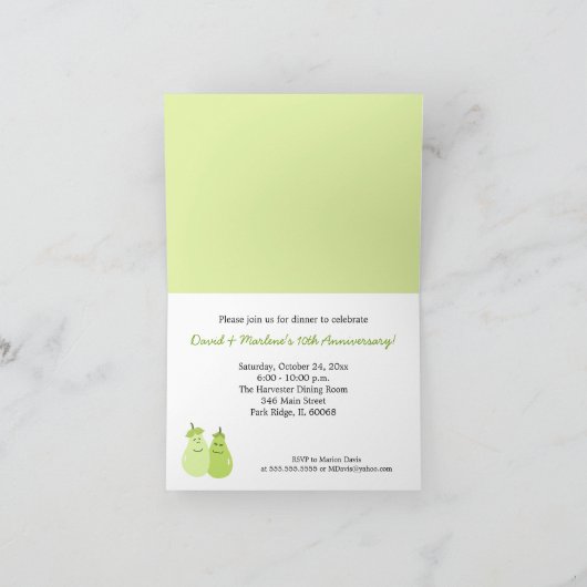 パーフェクトな梨お洒落記念日カード 招待状 (内部)